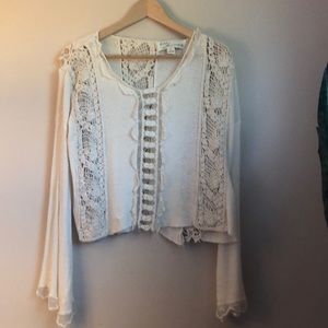 Cream crochet boho sweater